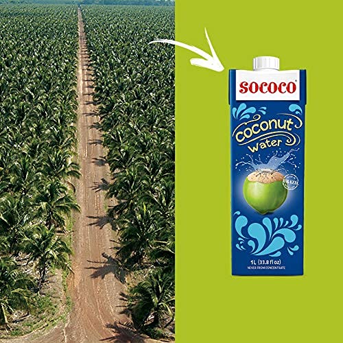SOCOCO 100% Pure Coconut Water | Natural Electrolytes | Vital Nutrients | Refreshing 33.8 Oz (Pack of 6)