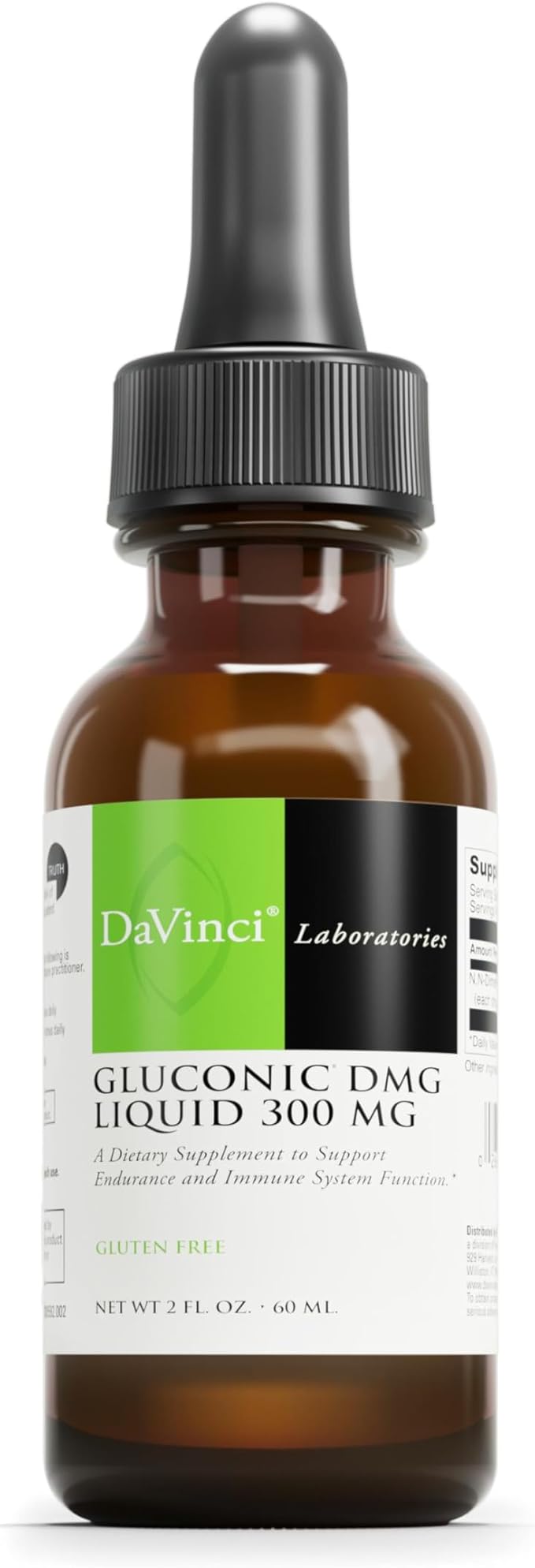 DAVINCI Labs Gluconic DMG Liquid 300mg - Helps Support Immune System Muscle Function Heart Health &amp Brain Health* - 2 fl oz (60 Servings)