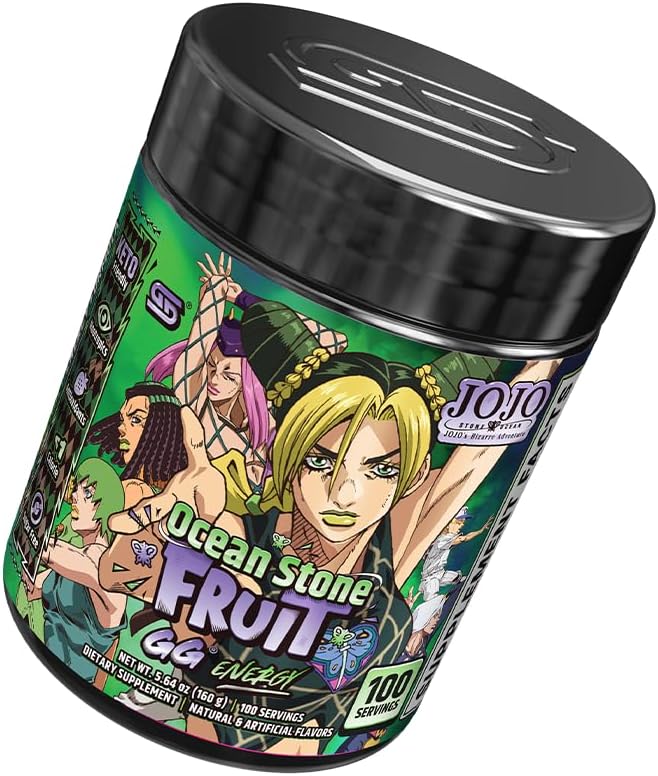 Gamer Supps GG Energy - JoJo's Ocean Stone Fruit (100 Servings) - Keto Friendly Gaming Energy and Nootropic Blend Sugar Free + Organic Caffeine + Vitamins Powder Drink