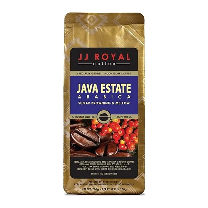 JJ Royal Coffee Java Estate Arabica 200g Ground Coffee (Pack of 1)