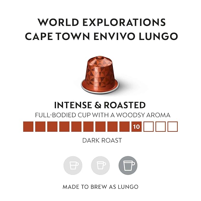 Nespresso Capsules Original Line Cape Town Envivo Lungo Dark Roast Espresso Coffee Pods 50 Count Coffee Pods
