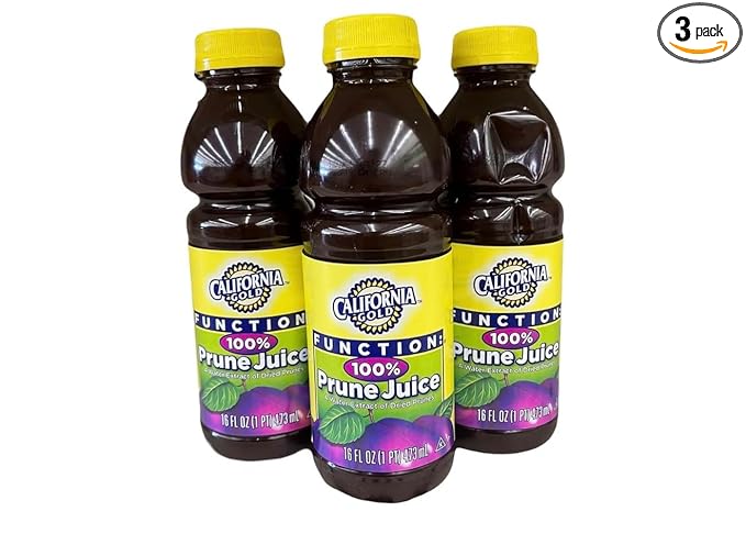 Prune Juice for Digestive Support – 16 fl oz Bottles (Pack of 3) Naturally High Fiber Beverage