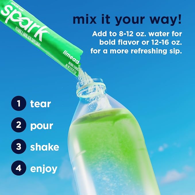 AdvoCare Spark - Energy Drink Mix - Vitamin &amp Amino Acid Supplement - Supports Energy &amp Focus* - Portable Immune Support* - Sugar-Free - Limeade 14 Stick Packs (3.5 oz)
