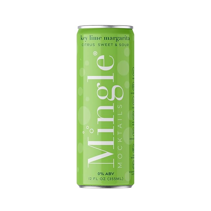 Mingle Mocktails Key Lime Margarita Non Alcoholic Drinks Alcohol Alternative Pre-Mixed Drinks Made with Real Juice Canned Mocktails or Cocktail Drink Mixer Gluten Free Vegan 24 Pack 12 fl oz