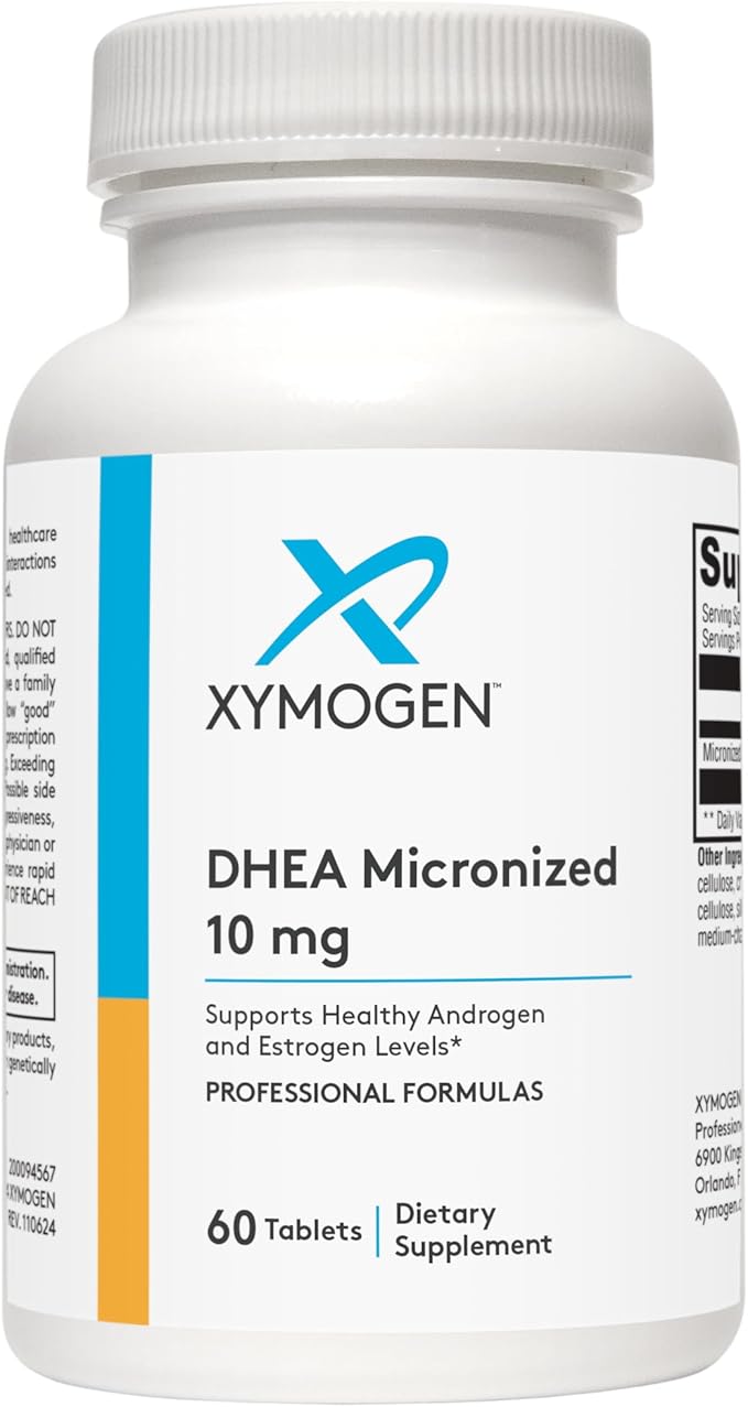 XYMOGEN DHEA 10 mg - Micronized DHEA to Support Healthy Androgen and Estrogen Levels &amp Adrenal Support - Dehydroepiandrosterone Supplement for Women &amp Men (60 Tablets)