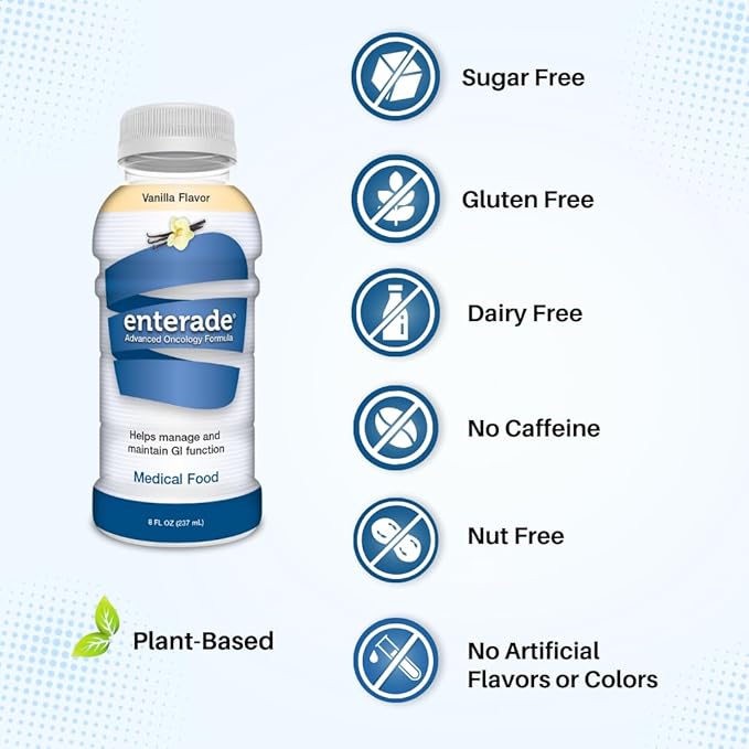 enterade Advanced Oncology 12 Bottles Vanilla Specially Formulated to Reduce Treatment GI Side Effects Supportive Care Beverage 8oz
