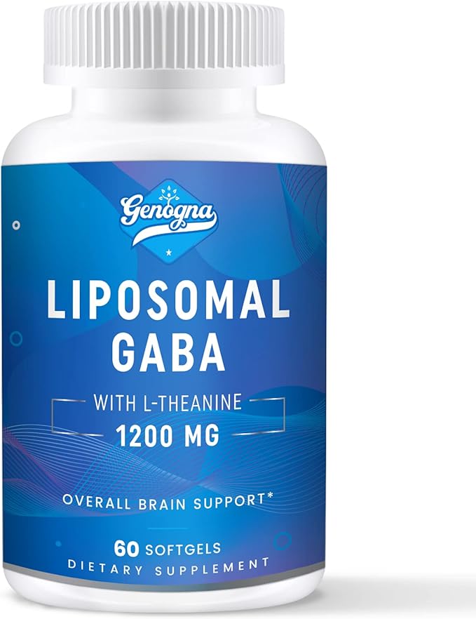 GABA with L-Theanine Supplement 1200mg - High Bioavailable Liposomal GABA Supplements 60 Capsules for Adults