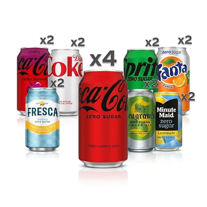 Zero Sugar &amp Diet Soda Variety Pack 18PK – 9 Flavor Mix Including Coca-Cola Zero Diet Coke Sprite Zero Fanta Orange Zero Fresca &amp More – 12 oz Cans Beverage Sampler for Parties Office Ho