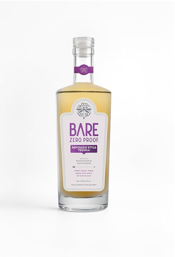 BARE Zero Proof® Reposado Style Tequila Non-Alcoholic with Agave Serrano Fresh-Cut Grass Notes - Ideal for Low/ZeroProof Exceptional Cocktails