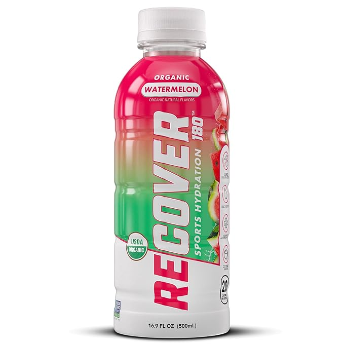 RECOVER 180 Organic Sports Hydration Drink No Sugar Added 20 Calorie Sports Beverage Organic Flavors With Vitamins Potassium-Packed Electrolytes (16.9 Fl Oz (Pack of 12) Variety Pack)
