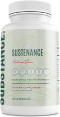 SUBSTANCE. - Nature's Sustenance Daily Greens Daily Fruit and Veggies Supplement - Enhance Energy Mental Clarity - Fruits and Vegetables Supplements - US Made Vegan-Friendly - 30 Servings.