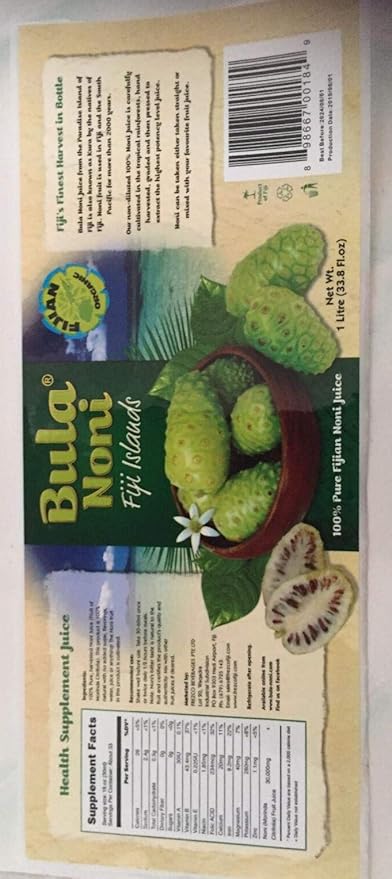 100% NONI Juice - Cold Pressed From FIJI. (12 Pack of 33.8 Oz/ea) Rich in Antioxidant The Original Bula Noni® Juice.