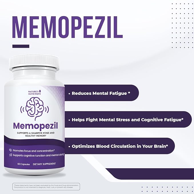 Memopezil – Daily Supplement with Vitamins AB CDE Minerals &amp Botanical Extracts – Clean Stimulant-Free Formula – GMP-Certified Non-GMO Made in USA - 60 Capsules 30 Servings 1 Month Suppl