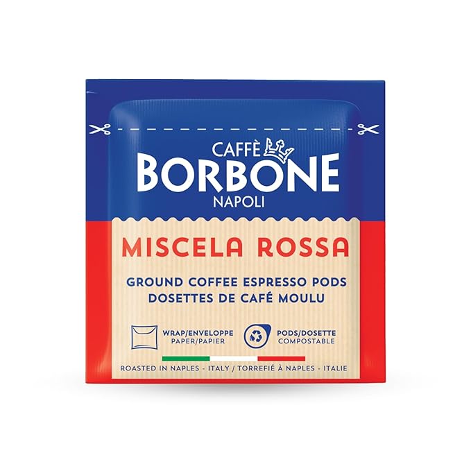 Caffè Borbone Espresso Paper Pods Red Blend Strong and Creamy Medium Roast ESE Pods Authentic Italian Espresso - 50 Count