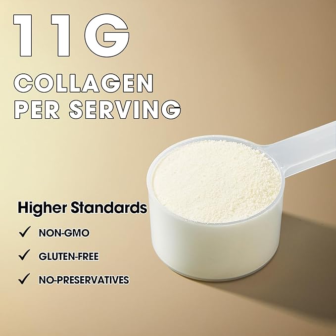 Collagen Peptides Powder Unflavored 15.9oz Hydrolyzed Bovine Collagen 41 Servings Types I &amp III Grass-Fed Pasture-Raised Protein Zero Sugar Supplement