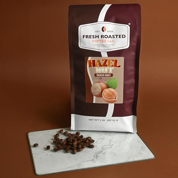 Fresh Roasted Coffee Hazelnut Flavored Coffee 2 lb (32 oz) Medium Roast Kosher Ground