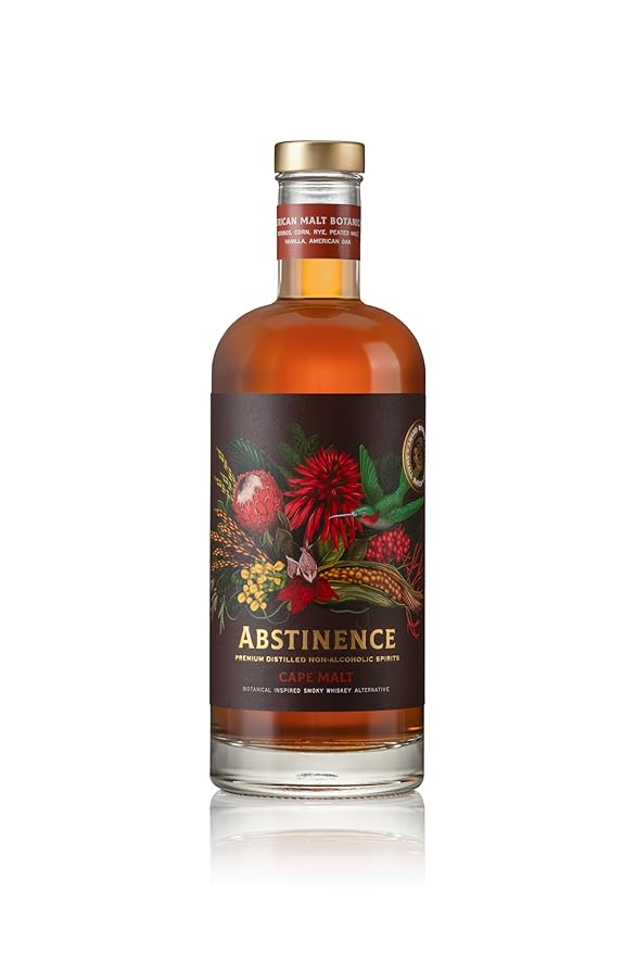 Abstinence Cape Malt Whiskey Alternative 750ml Award-Winning Non Alcoholic Spirit South African Twist Blend of Spice Botanicals with Smokey Flavor Zero Proof Mocktail