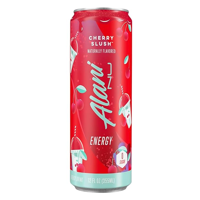New Alani Energy Drinks Lime Slush Cherry Slush Blue Slush Variety Pack Sugar-Free Low-Calorie Energy Boost Drink 12 fl oz (Pack of 6)