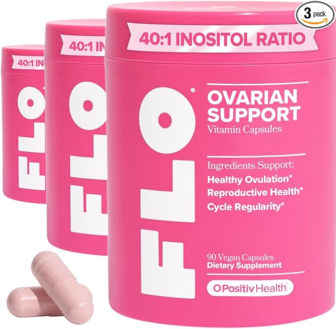 O Positiv FLO Ovarian Health Support – Hormone Balance for Women with DIM Myo &amp D-Chiro Inositol Folic Acid – Ovulation &amp Cycle Support – 30 Servings (Pack of 3)