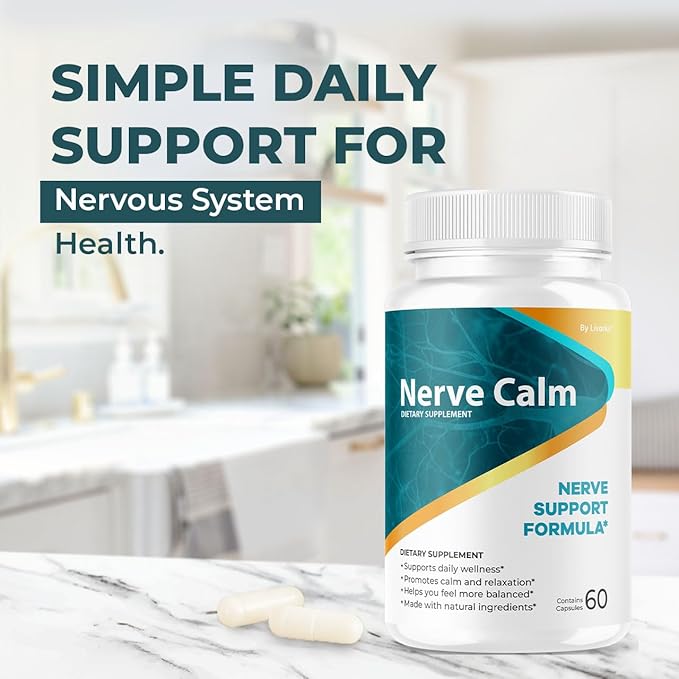 (5 Pack) Nerve Calm Capsules - Official NerveCalm Premium Formula Supplement Pills Advanced Support Formula for Wellness &amp Overall Health All Natural Nerve Calm Reviews 300 Capsules for 5 Month