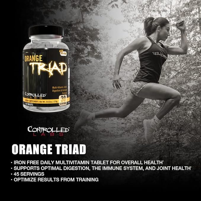 CONTROLLED LABS Orange Triad Daily Multivitamin Iron Free Sports Supplement for Workout Digestion Immune and Joints 45 serv - Tablets (270 Count (Pack of 1))