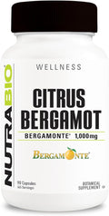 NutraBio Citrus Bergamot Bergamonte Extract Supplement 1000mg - May Help Promote Cardiovascular Health and Wellness 90 Capsules