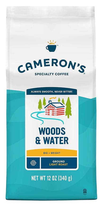 Cameron's Coffee Roasted Ground Coffee Bag Woods &amp Water 12 Ounce Pack of 6 - NEW