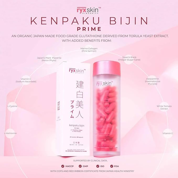 Ryx Kenpaku Bijin Prime Glutathione with Collagen and Placenta - 62 caps