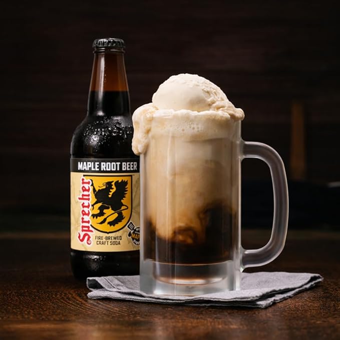Sprecher Maple Root Beer Soda in 16 oz Glass Bottles (12 Pack) Fire-Brewed Gourmet Craft Soda Handcrafted with Real Maple Flavor and Real Honey