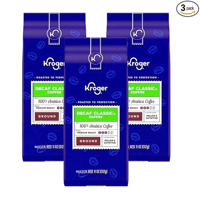 Decaf Classic Medium Roast Ground Coffee Premium Arabica Beans Smooth Rich Flavor 11 oz Pack of 3