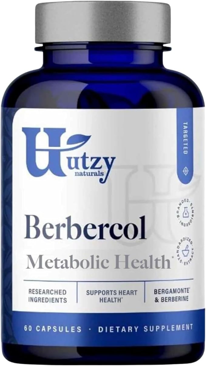Utzy Naturals Berbercol | 500mg Citrus Bergamot (as Bergamonte) &amp Berberine | Naturally Supports Heart Health and More | 60 Capsules