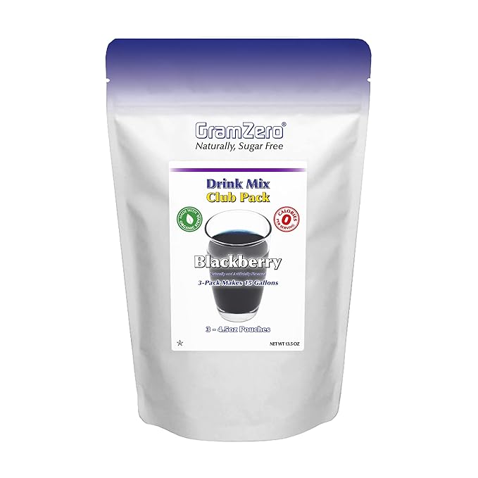 GramZero Blackberry Zero Calorie Sugar Free Drink Mix Great For Nutrition Club Loaded Tea Stevia Sweetened