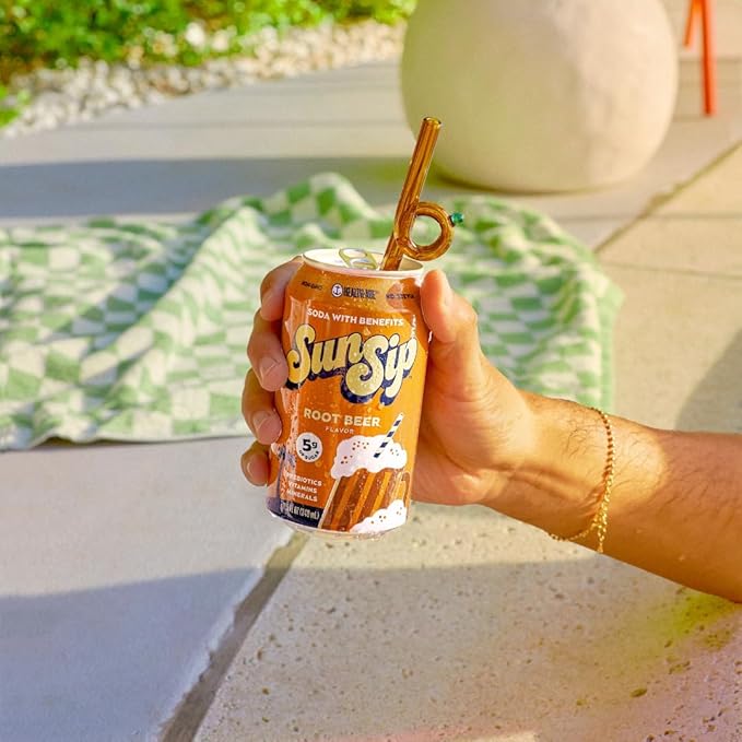 SunSip Prebiotic Soda by Health-Ade Better-for-You Soda Swap Beverage with Vitamins and Minerals Naturally Sweetened with 5g of Sugar Root Beer 11.5 oz (12 Pack)
