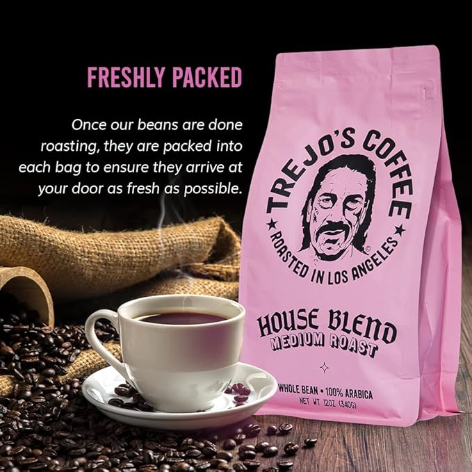 Trejo's Coffee House Blend Medium Roast Whole Bean Coffee 5 lbs Bag 100% Arabica
