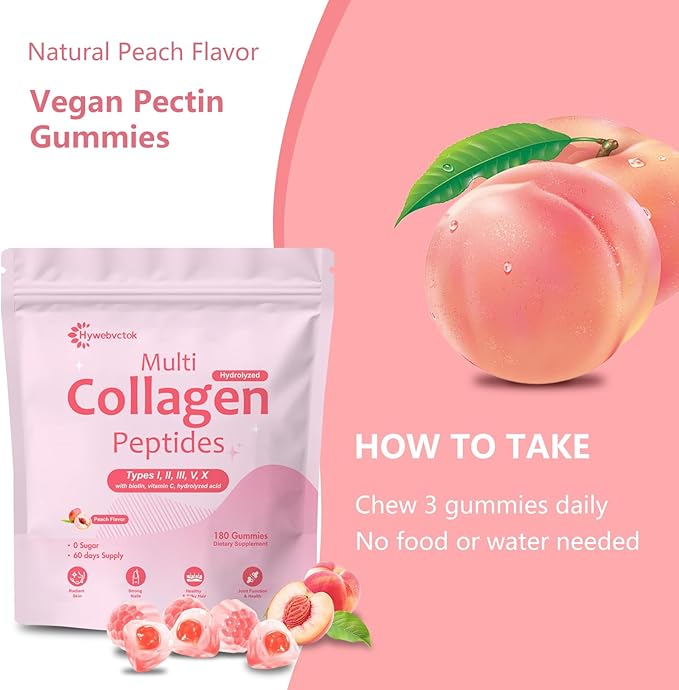 180 Count Marine Collagen Gummies for Women Men Sugar Free Hydrolyzed Collagen Peptides Type IIIIIIVX w/ 5000 Mcg BiotinHyaluronic Acid Vitamin C A D E B6 B12 for Skin Hair Nails Bone Health