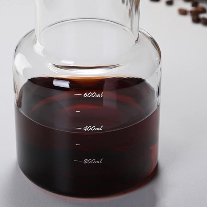 Cold Brew Drip Tower 600ml Ice Drip Glass Cold Brew Coffee Pot with Drip Speed Regulating Valve Drip Type Cold Extraction Coffee Machine for Home Office(Clear)