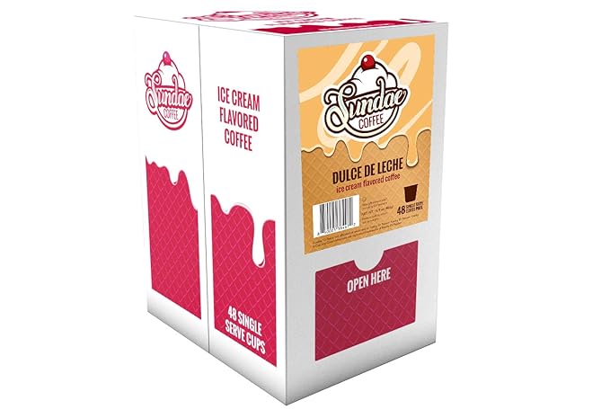 Sundae Ice Cream Flavored Coffee Pods Compatible with 2.0 Keurig K-Cup Brewer (Dulce de Leche) 48 Count
