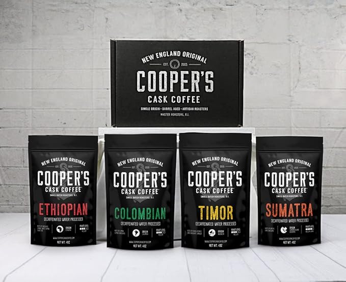 Decaffeinated Gourmet Coffee Sampler Gift Box Set - Whole Beans - 4-Pack - 4oz and Organic Dark Roast Sumatra - Whole Bean Coffee - 2lb