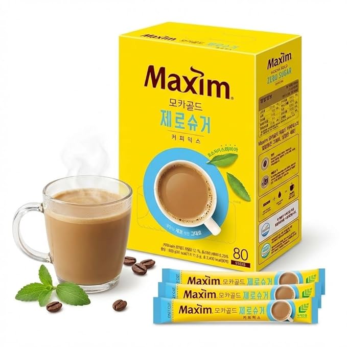 Zero Sugar Mocha Gold Coffee Mix – 80 Sticks (30 Calories per Stick) | Sweet &amp Creamy Korean Instant Coffee | No Sugar Low Calorie