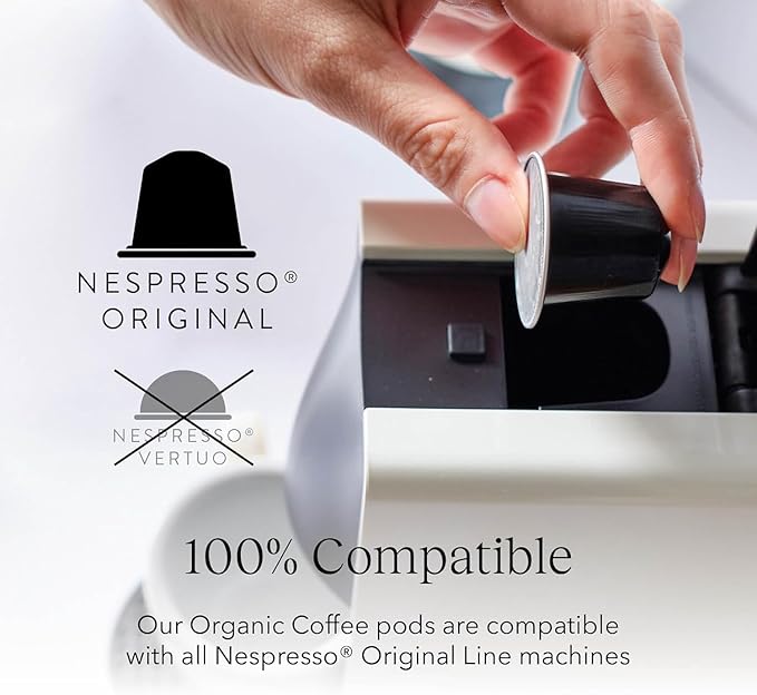 Cru Kafe Ristretto USDA Organic Espresso Coffee Capsules (50 Pods) Fairtrade Coffee Pods Compatible with Nespresso Original Line and Pixie Machines