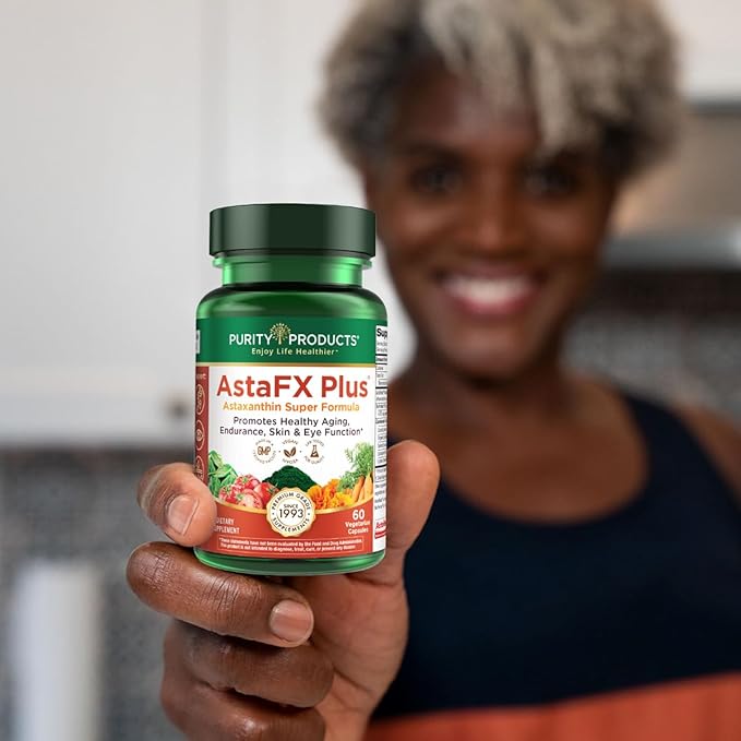 Purity Products AstaFX Plus - Astaxanthin Super Formula - 30 Day Supply from Supports Endurance - Promotes Healthy Skin - Supports Visual Health - Up to 6000 Times More Powerful Than Vitamin C