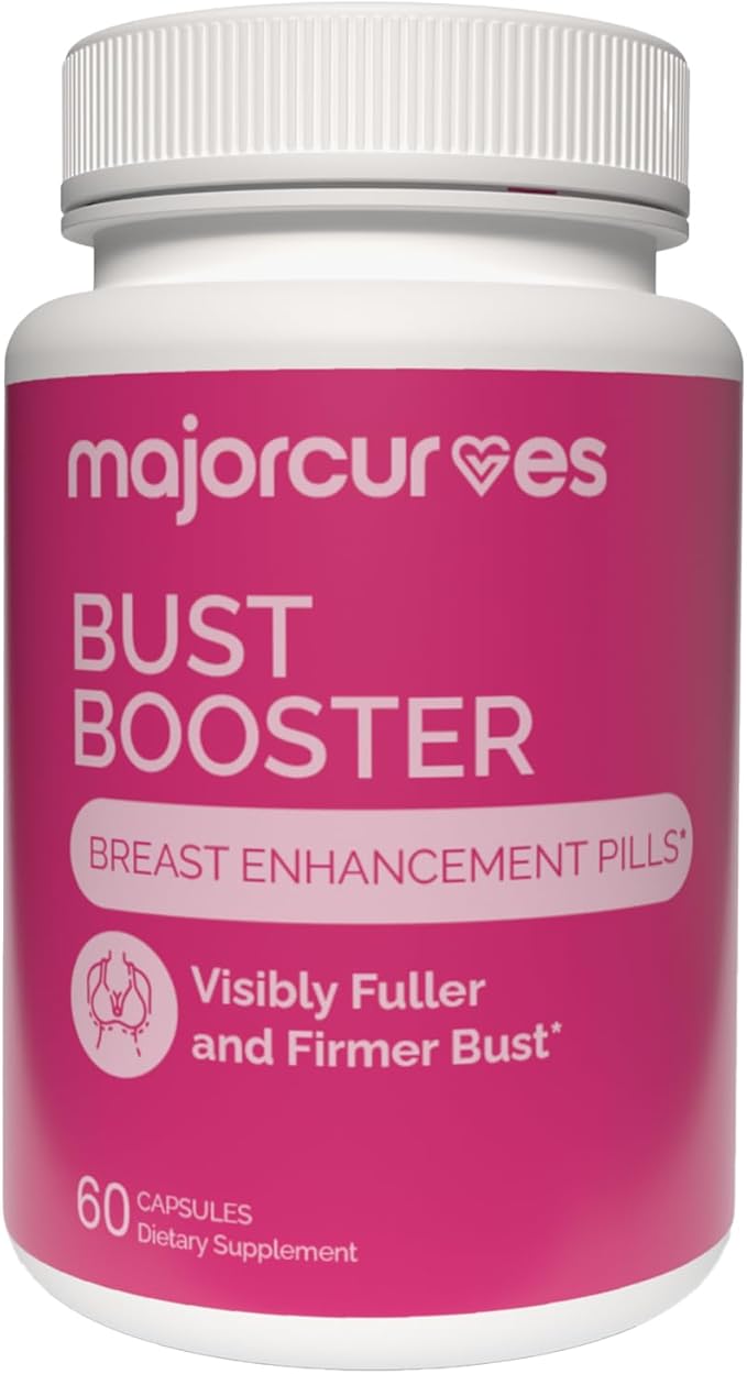 Bust Booster Breast Enhancement Pills – Natural Supplement for Breast Growth Firmness Fuller Shape Curvier Bust Rounder Cleavage Volume Boost – Made in USA