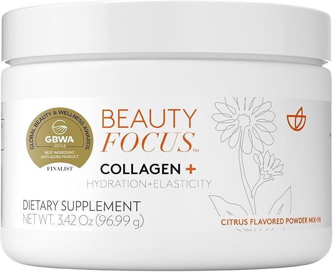 Nu Skin Collagen+ Powder Mix-in | Citrus-Flavored Collagen Peptides with Lutein &amp Acerola Cherry | Supports Skin Elasticity Tone &amp Texture | 30 Servings