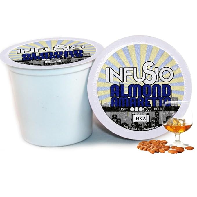 InfuSio Almond Amaretto Coffee pods Single Serve Flavored Coffee Pods for Keurig K Cups Brewers - Premium Roasted 96 count