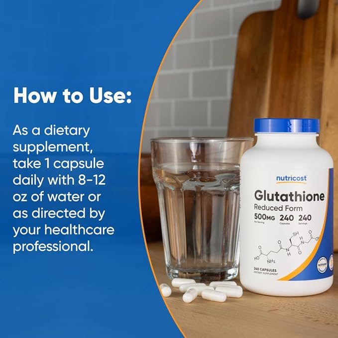 Nutricost Glutathione Capsules 500mg 240 Capsules - Gluten Free Non-GMO (Pack of 2)