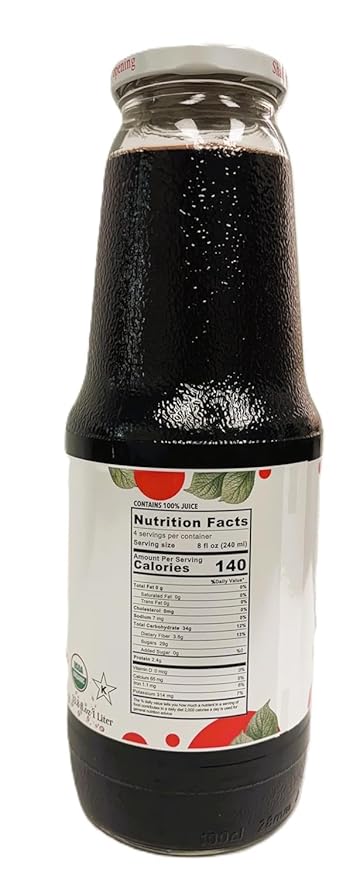 Anna and Sarah 33.8 Oz Organic Tart Cherry Juice - USDA Organic Certified - Glass Bottle (4 Pack) No Sugar Added No Artificial Colors No Preservatives No Flavors AddedNOT from Concentrate