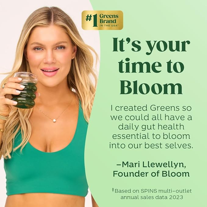 Bloom Nutrition Superfood Greens Powder Digestive Enzymes with Probiotics and Prebiotics Gut Health Bloating Relief for Women Chlorella Green Juice Mix with Beet Root Powder 30 SVG Mango