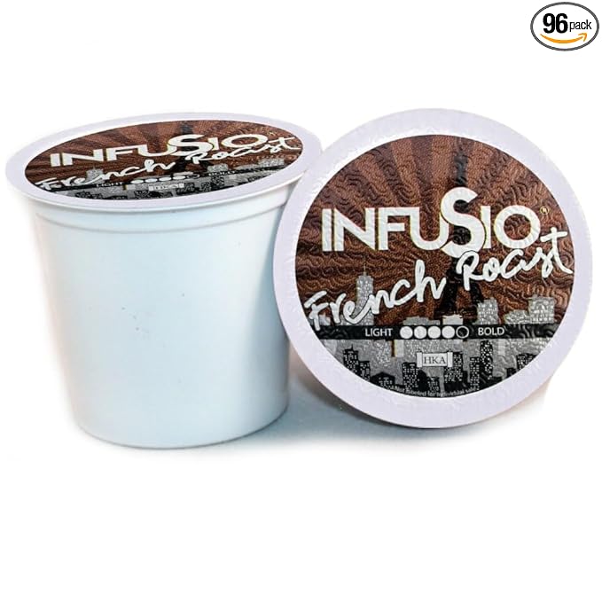 96 Count - French Roast Single serve Coffee pods for Keurig K Cup® Brewers - InfuSio Premium Roasted Coffee (French Roast 96 count Compatible with 2.0)……