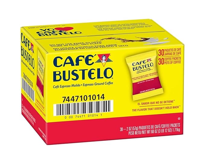 Cafe Bustelo Espresso Ground Coffee 2 oz Fraction Packs / 30ct Case (Pack of 2)