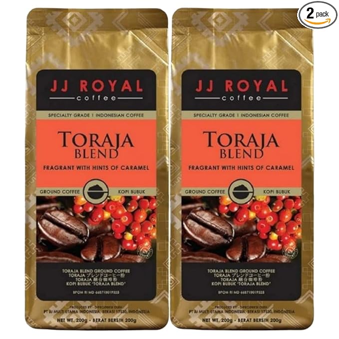 JJ Royal Coffee Toraja Blend 200g Ground Coffee (Pack of 2)